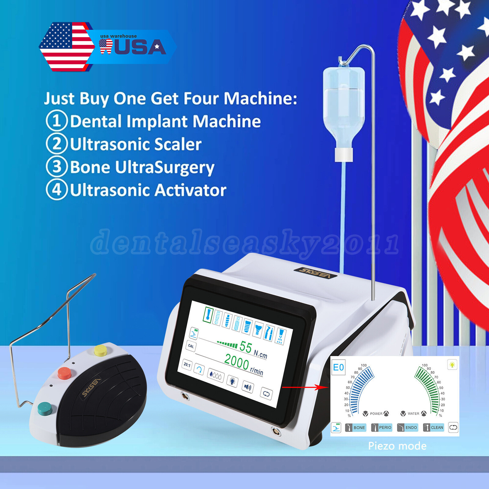 Dental Piezo Motor Surgery &Implant Device 2 IN 1 Bone Cutter Knife TOUCH US-OR