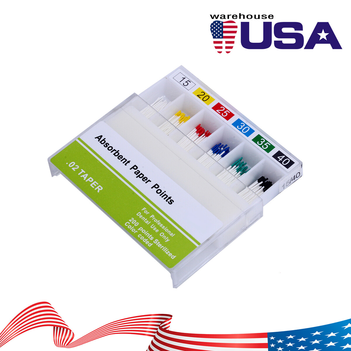 10X Punta papel absorbente de raíz de endodoncia dental Punta 0.04 Taper 15-40 #