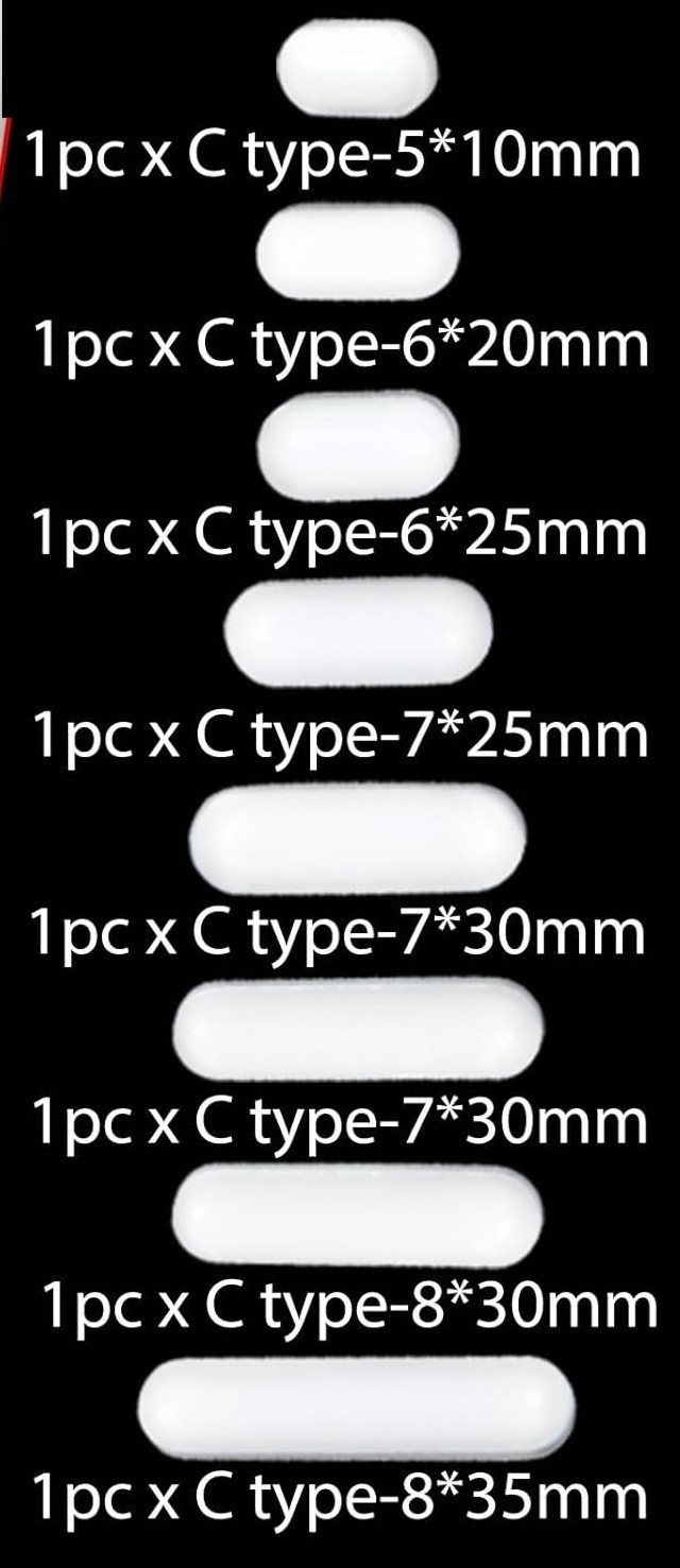 8PCS PTFE Magnetic Stir Bar Set for Magnetic Stirrer, White Magnet Mixing Bars