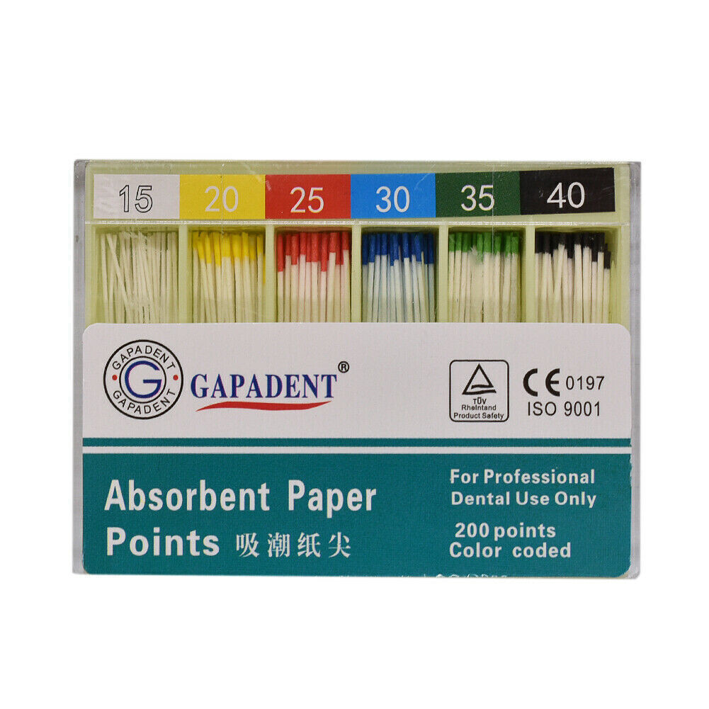 200Pcs/Box Dental Endodontic Root Canal Absorbent Paper Point 0.02 Taper #15-80
