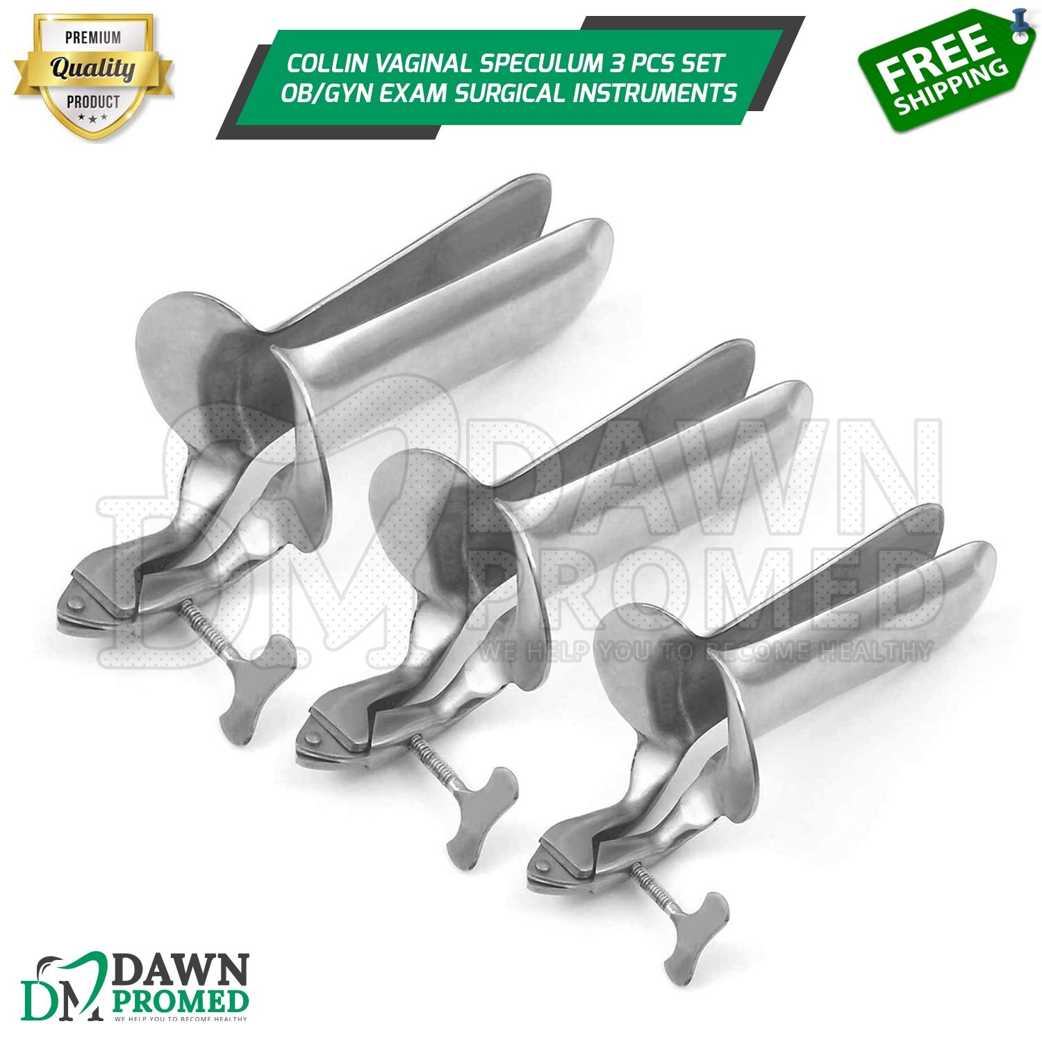 Collin Vaginal Speculum 3 Pcs Set Medical OB/GYN Examination Surgical Instrument