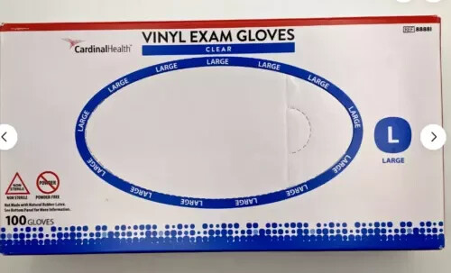 10 Boxes of 100 Vinyl Exam Gloves , 1000 Clear Large, Powder Free – Latex Free