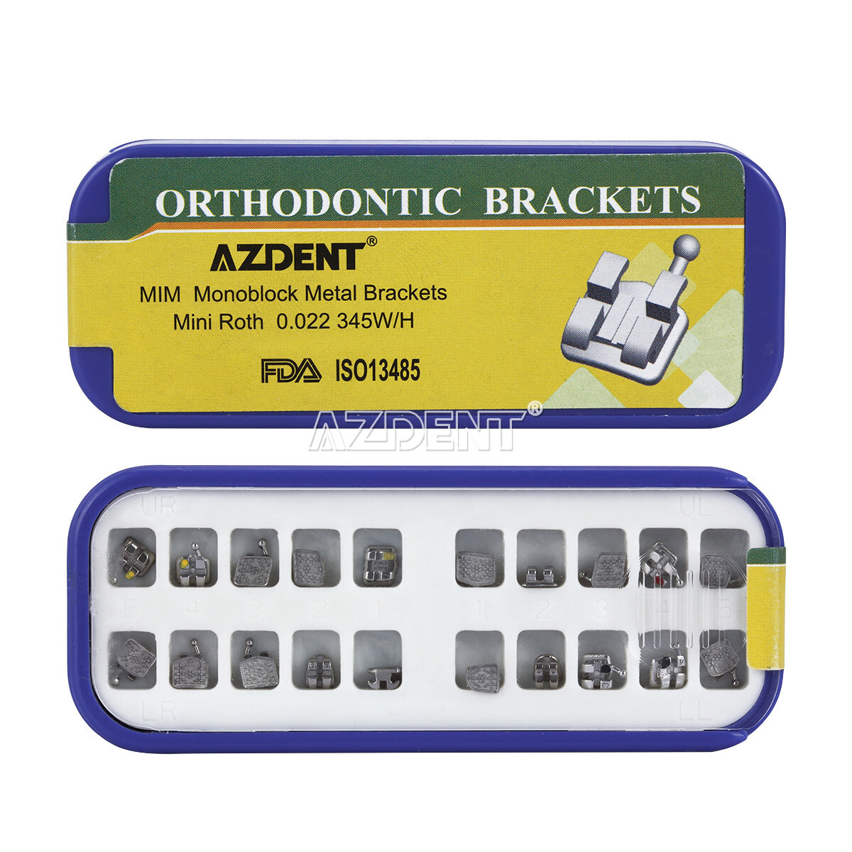 10X AZDENT ortodoncia brackets dental monobloque mini Roth 0.022 Ganchos 345 USA