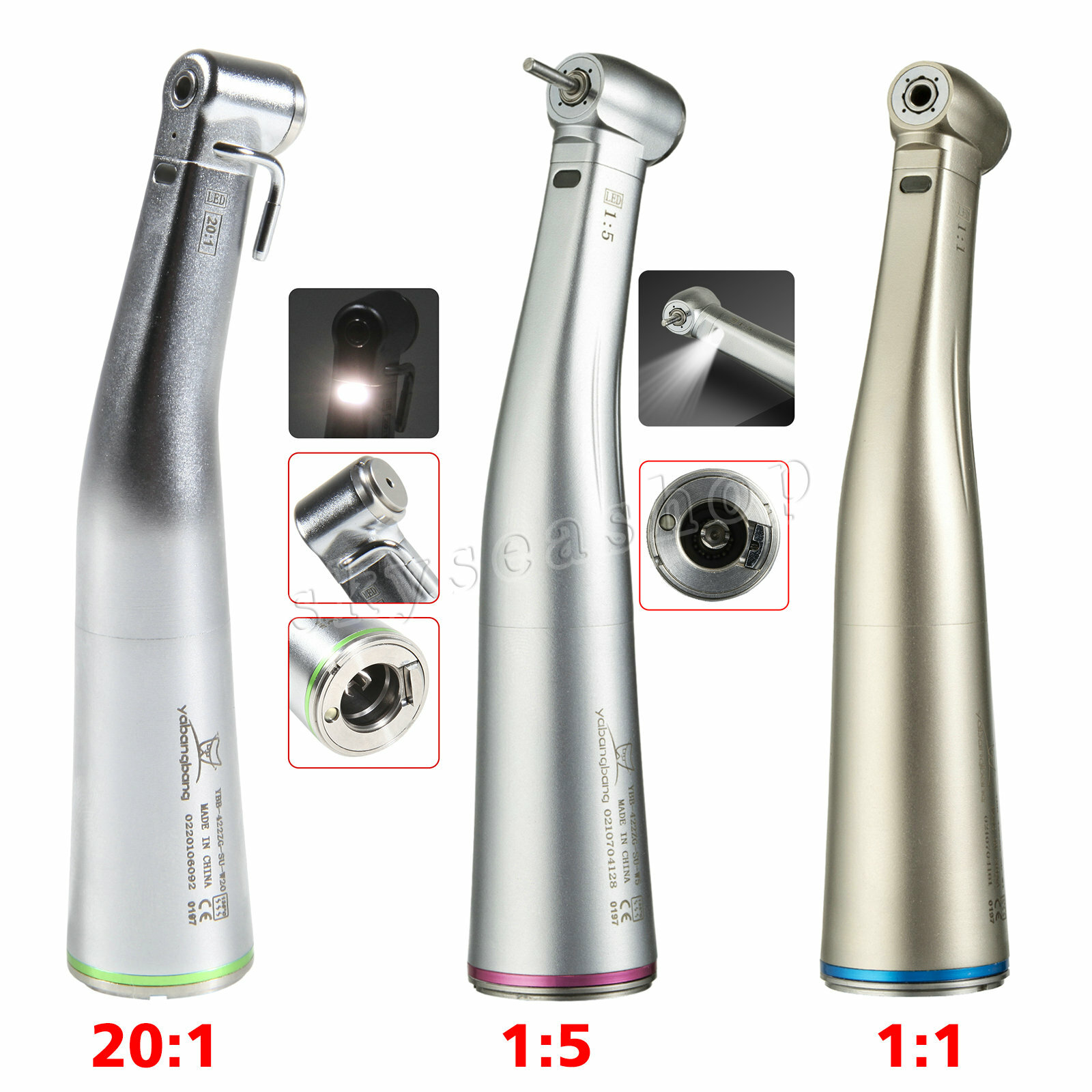 Dental 1:5/ 1:4.2/ 20:1/ 1:1 LED Fiber Optic Contra Angle fit NSK Electric Qa
