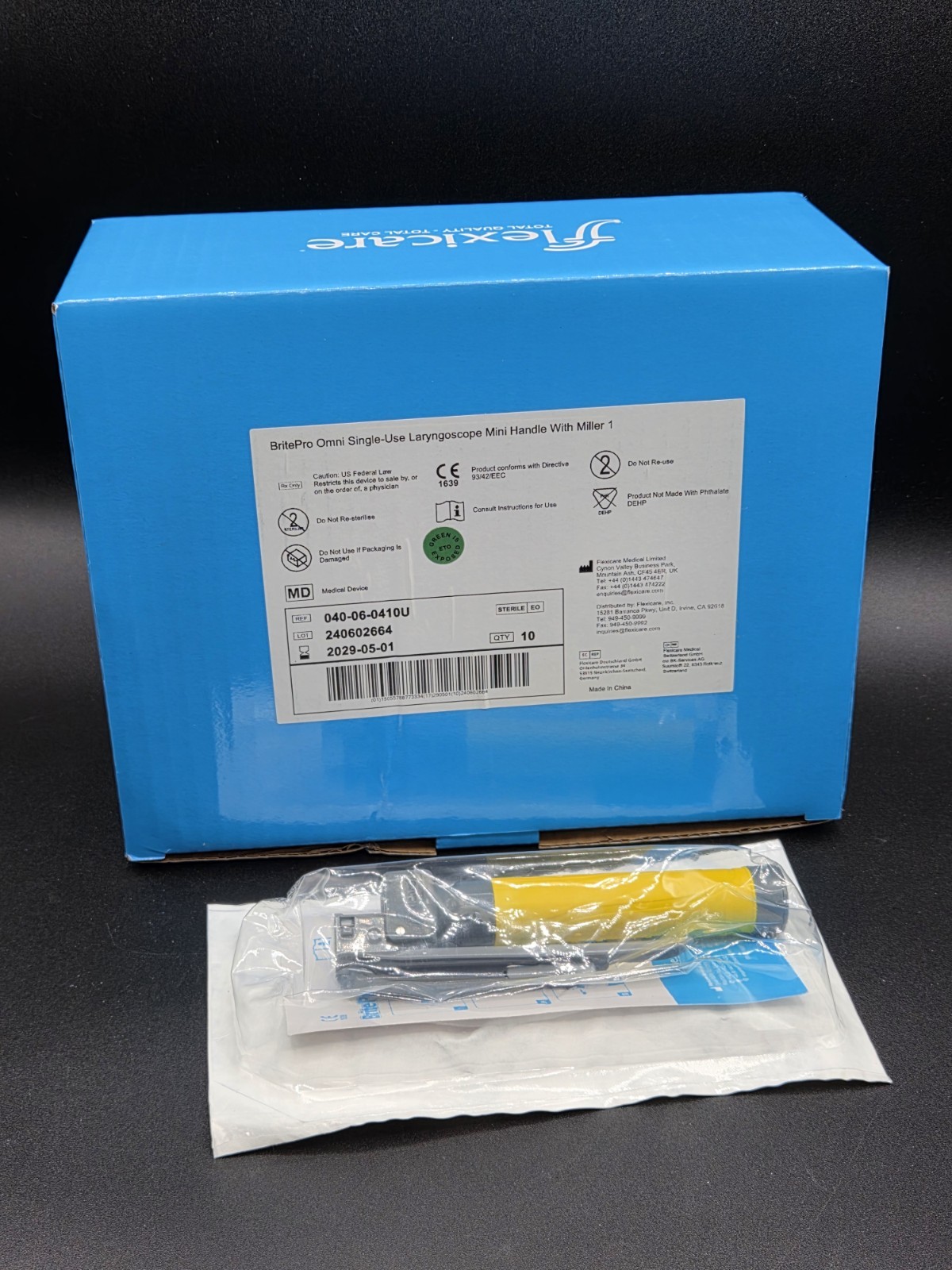 BritePro Omni Laryngoscope Mini Handle with Miller 1 / 040-06-0410U – Box of 10