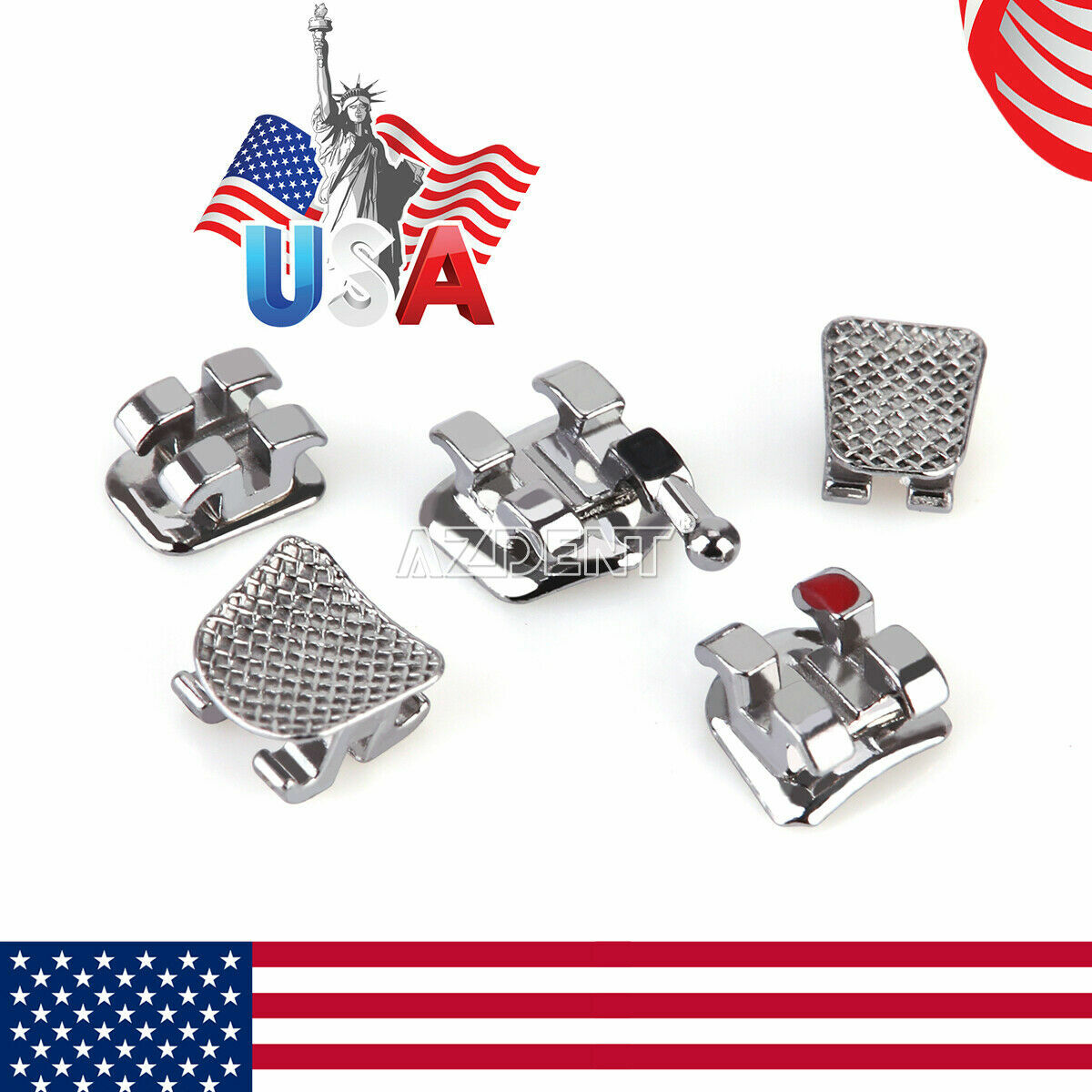 50Set Dental Orthodontic Brackets Metal Braces Mini Roth018 Hook 345 AZDENT