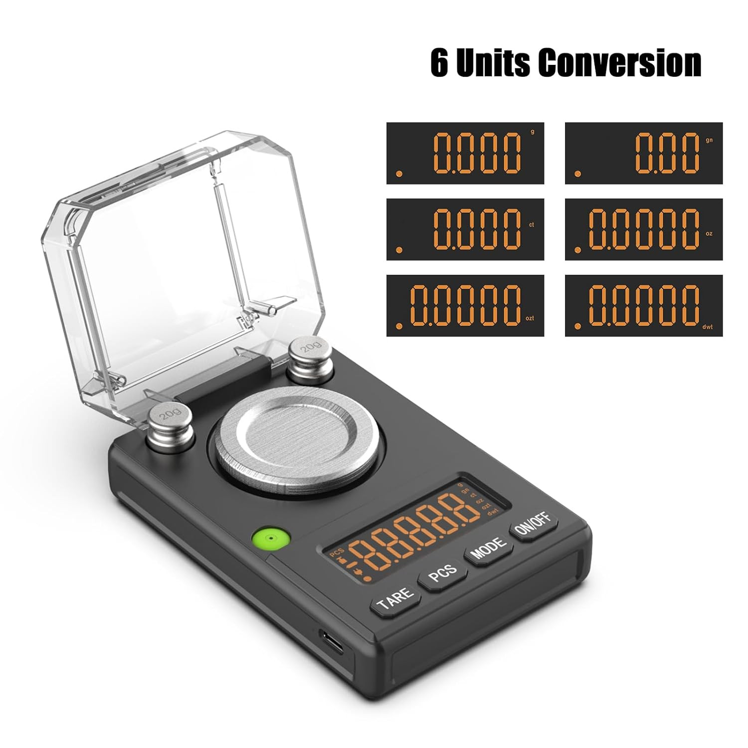 Milligram Scale 100g x 0.001g, MG Powder Scale with Selectable Auto Off, Built-i