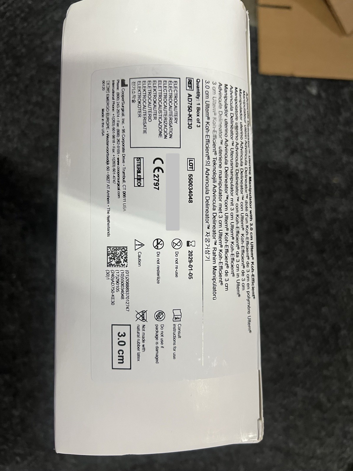 F231 CooperSurgical AD750-KE30 Advincula Delineator Box of 3!