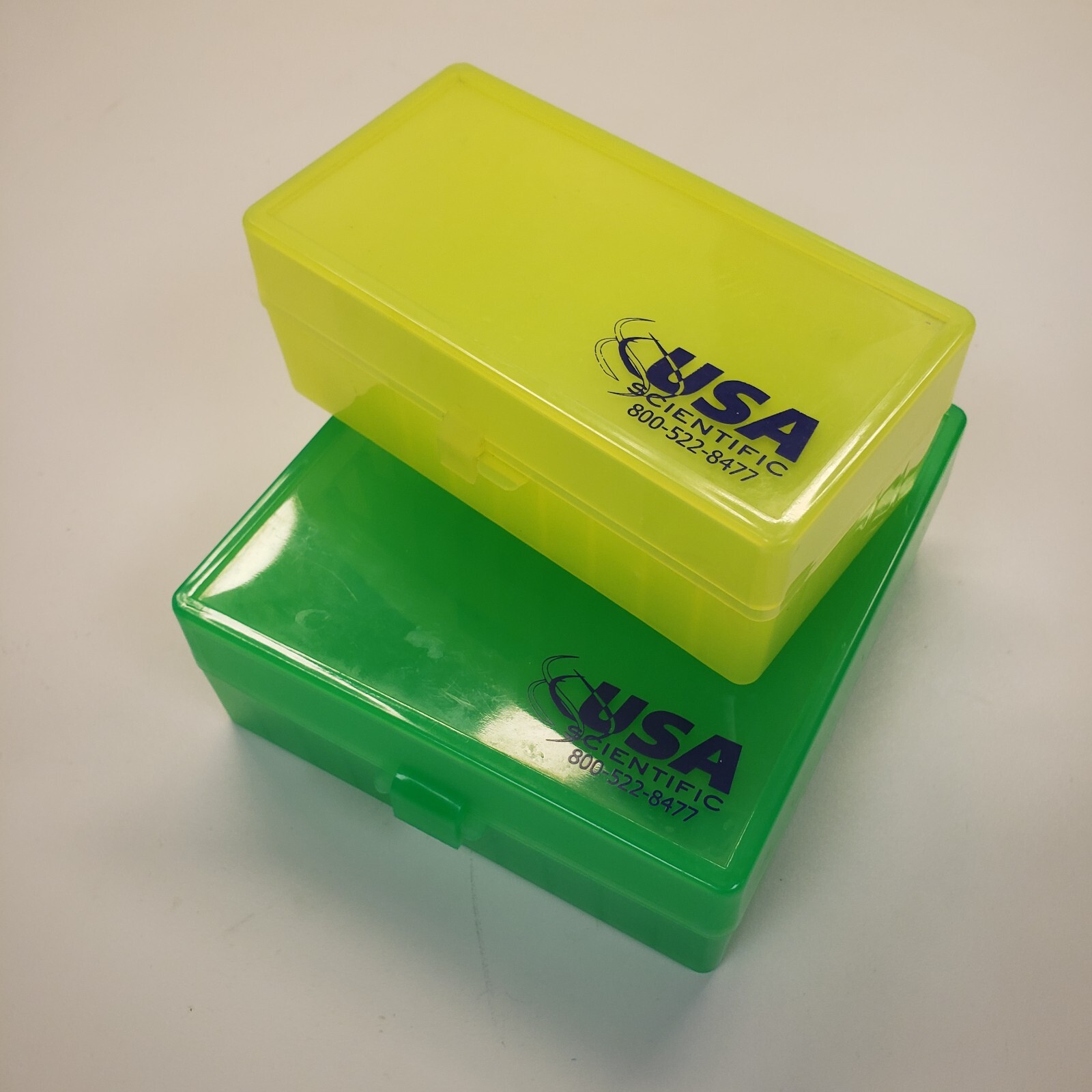 USA Scientific Polypropylene hinged freezer storage boxes, 50- and 100-place