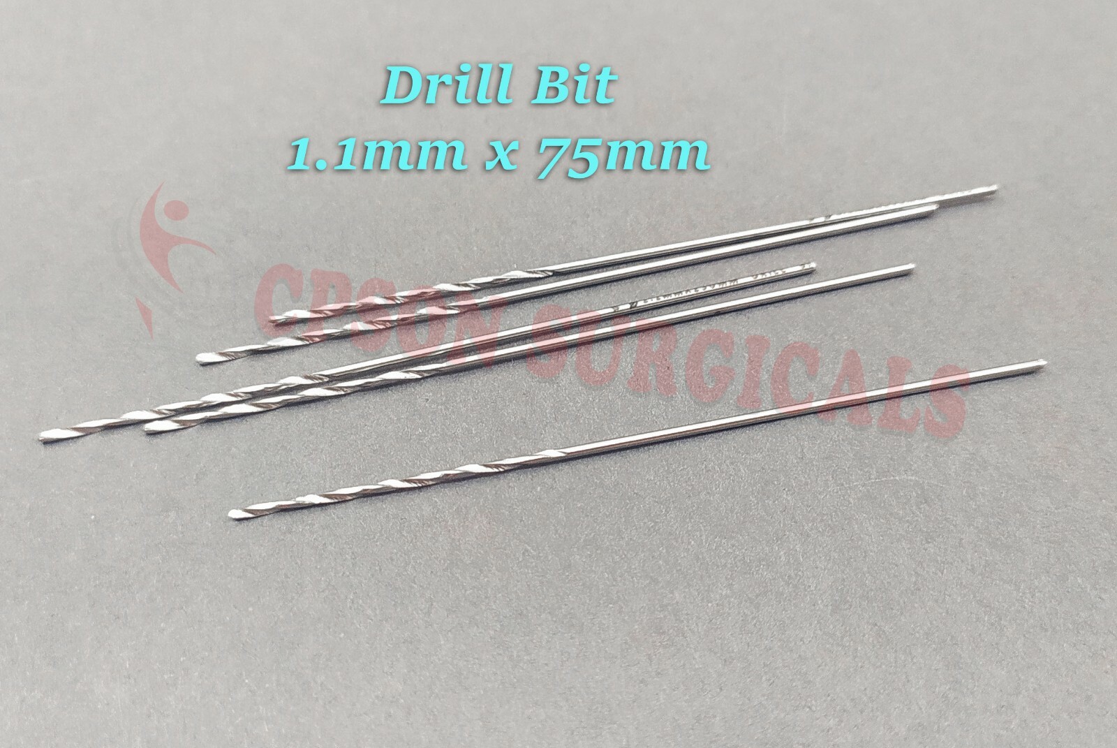 1.1mm x 75mm Drill Bit Lot of 5pcs Veterinary Instrument Stainless Steel