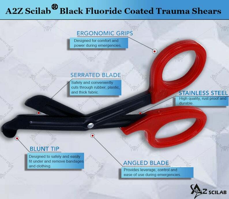 RED Stealth Fluoride Black Coated BLADES Trauma Paramedic Shears Scissors 7.5″