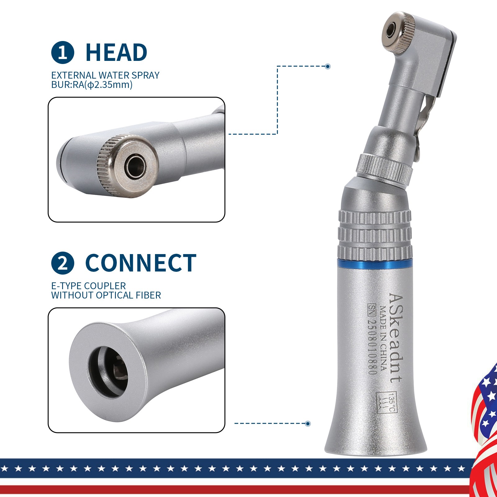 NSK Style Dental Slow Low Speed Contra Angle Handpiece Latch E-Type Attach