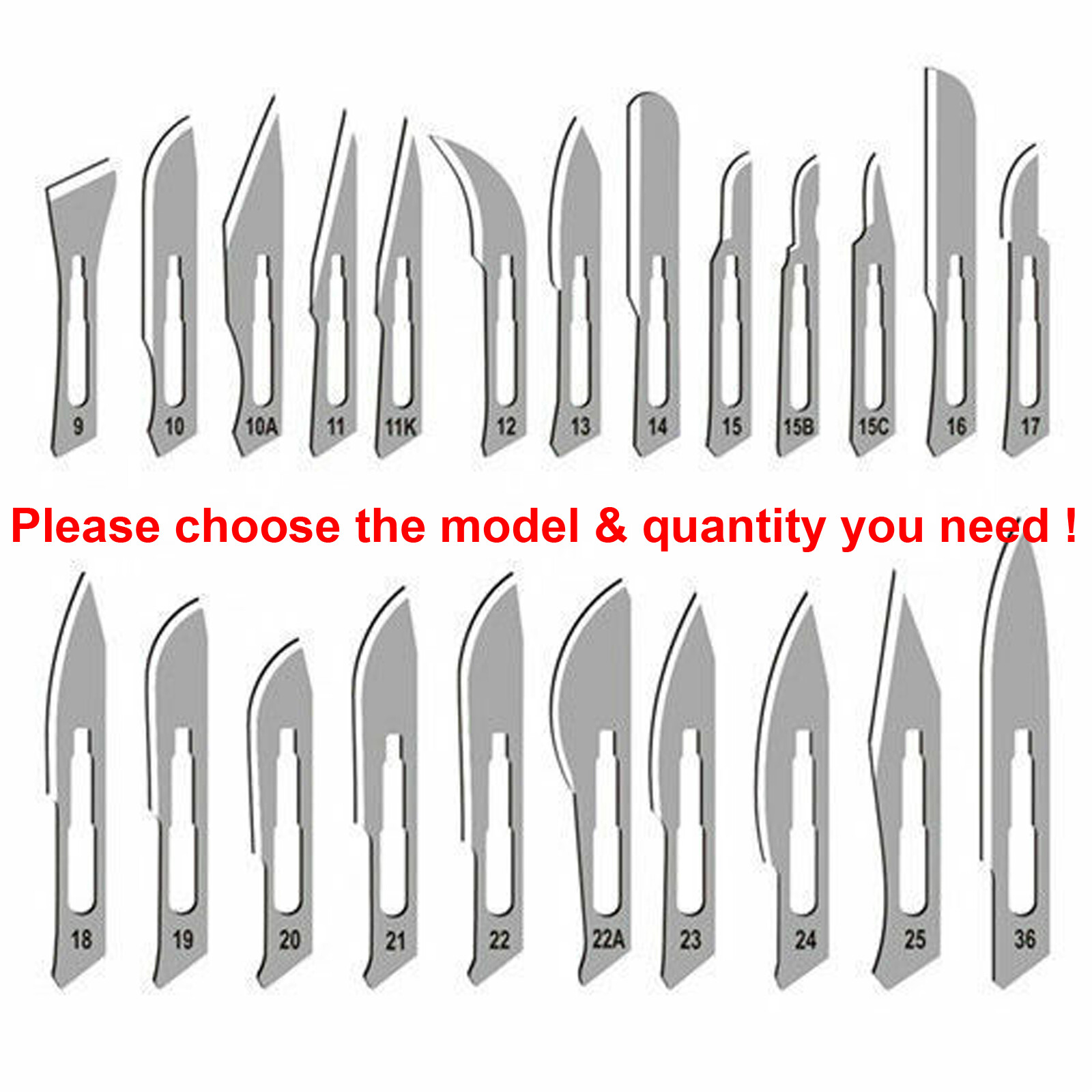 100 Sterile Surgical Blades with FREE Scalpel Knife Handle Medical Dental Tools