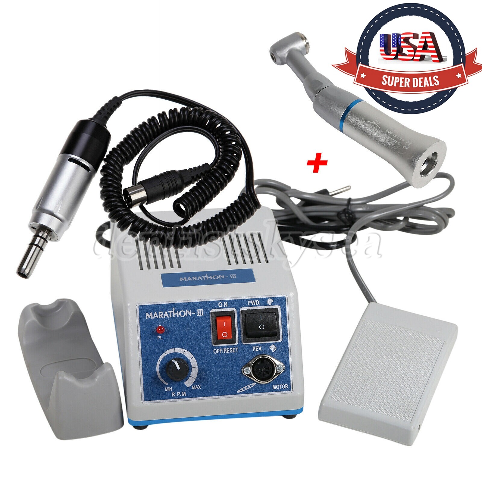 Dental Lab Marathon III Micromotor Polishing Motor 35KRPM Handpiece Contra Angle