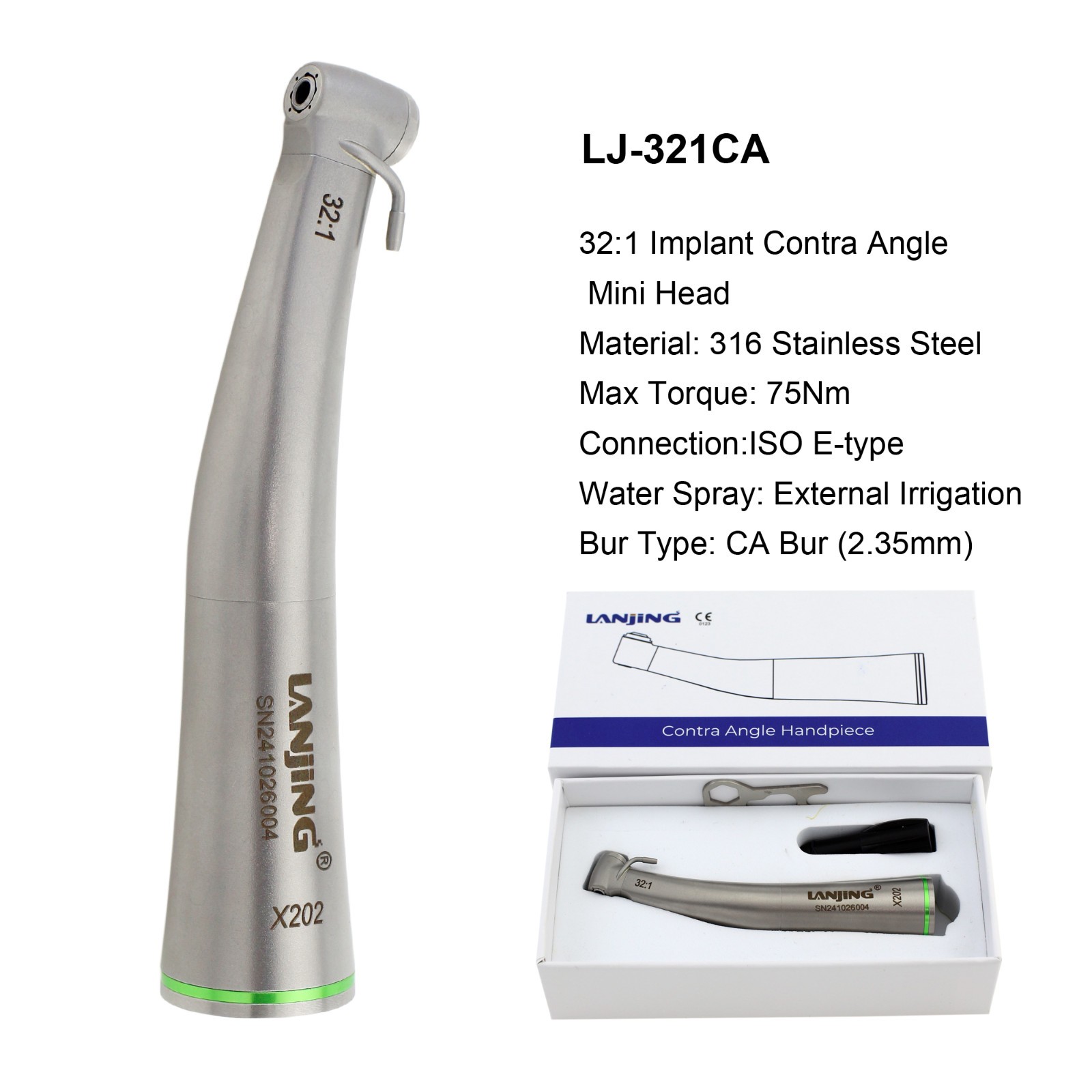 Dental 32:1 Implant Handpiece Contra Angle Slow Speed Mini Head Seayang Saeshin