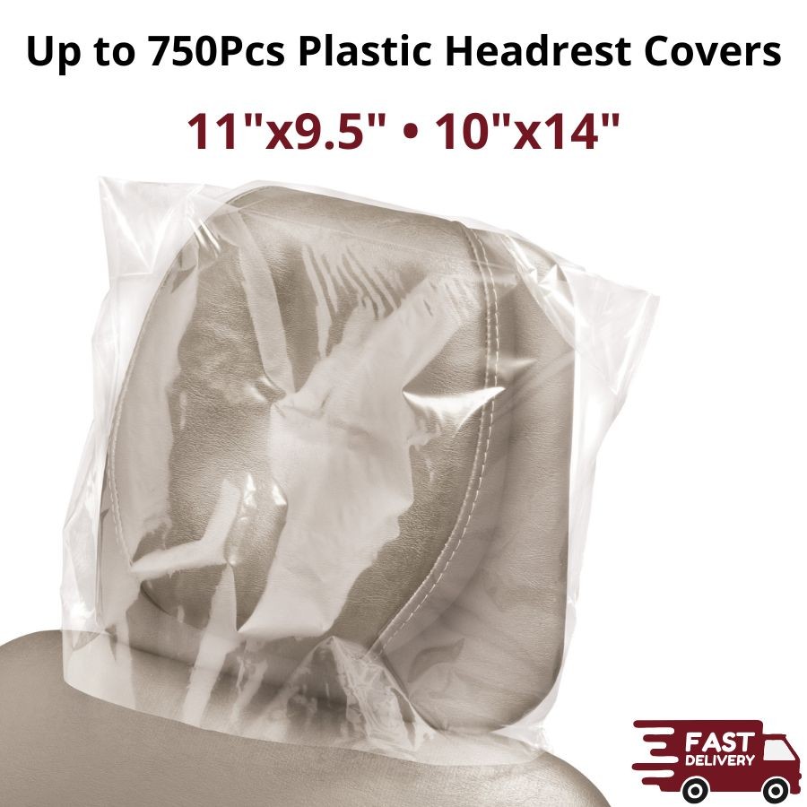 Plasdent 750Pcs Dental Chair Headrest Covers Plastic Clear 11×9.5 10×14 Sleeves