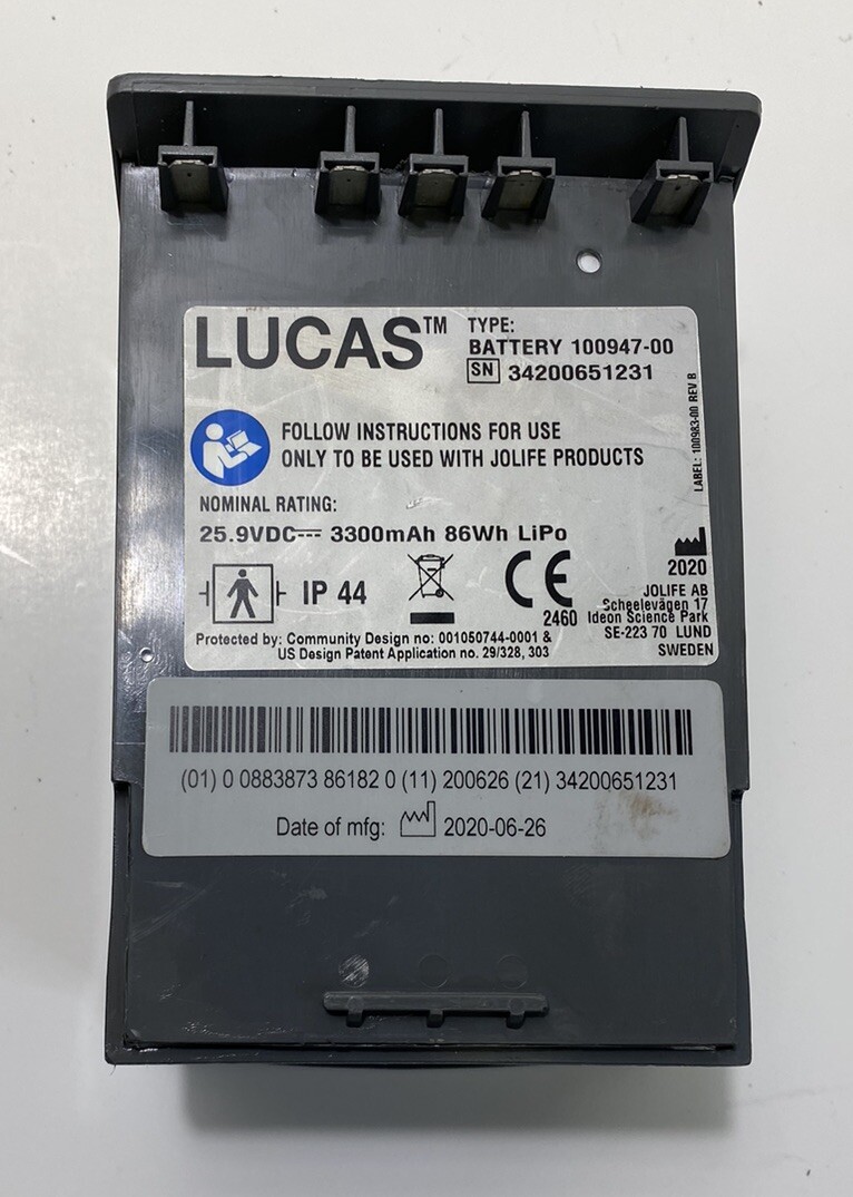 Lucas 3 100947-00 Jolife Products 25.9 Volt Chest Compression Battery YEAR 2020