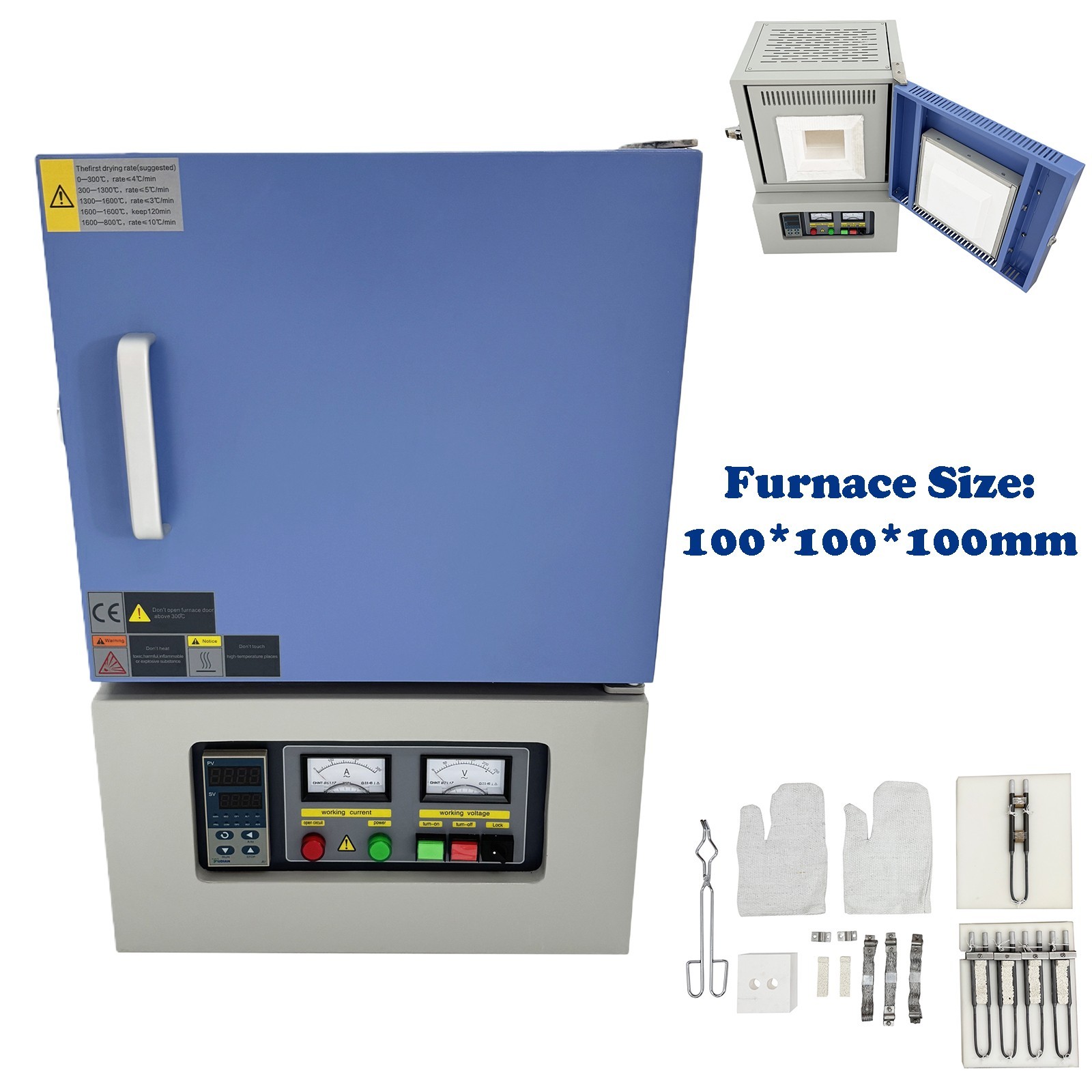 110V 2KW Lab Integrated Resistance Furnace Muffle Furnace 3.94″*3.94″*3.94″