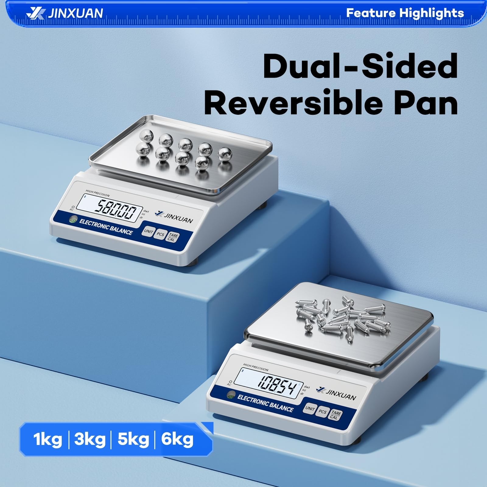 High Precision Digital Lab Scale 5000g, 0.01g Accuracy, LCD Display, 7 Units for