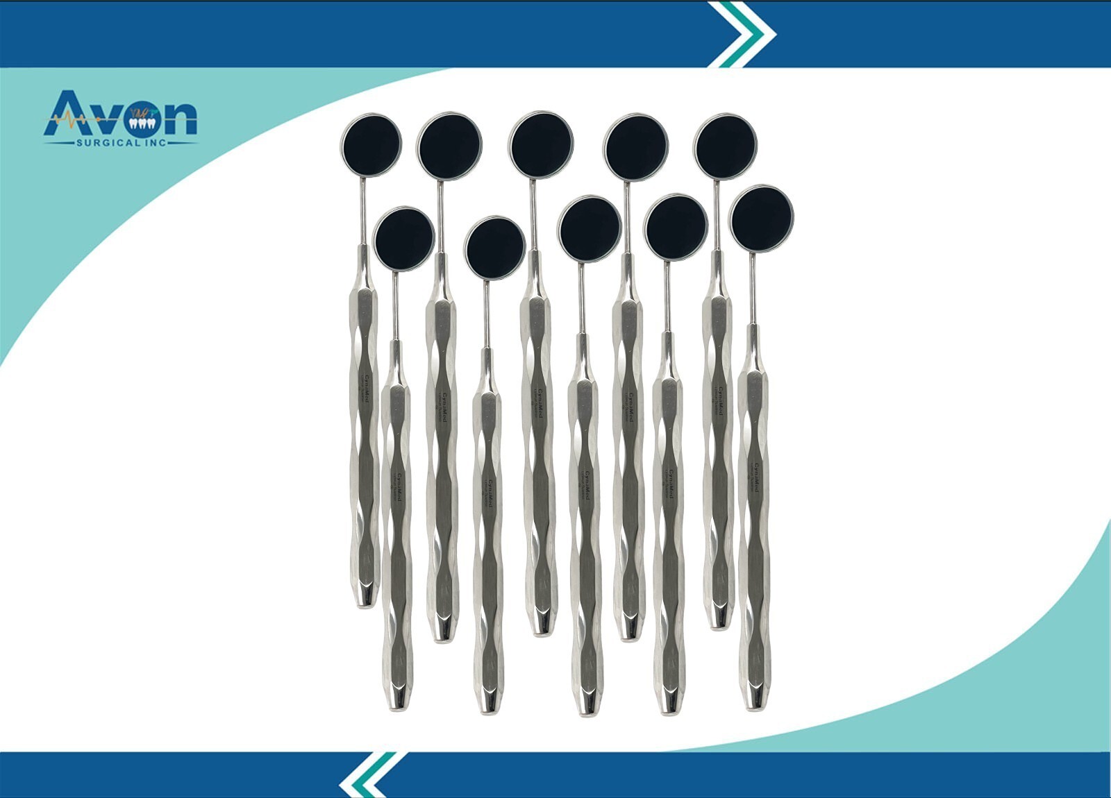 10 Pack – Oral Examination Mirror #5, Silver, Hollow Handle, Lightweight