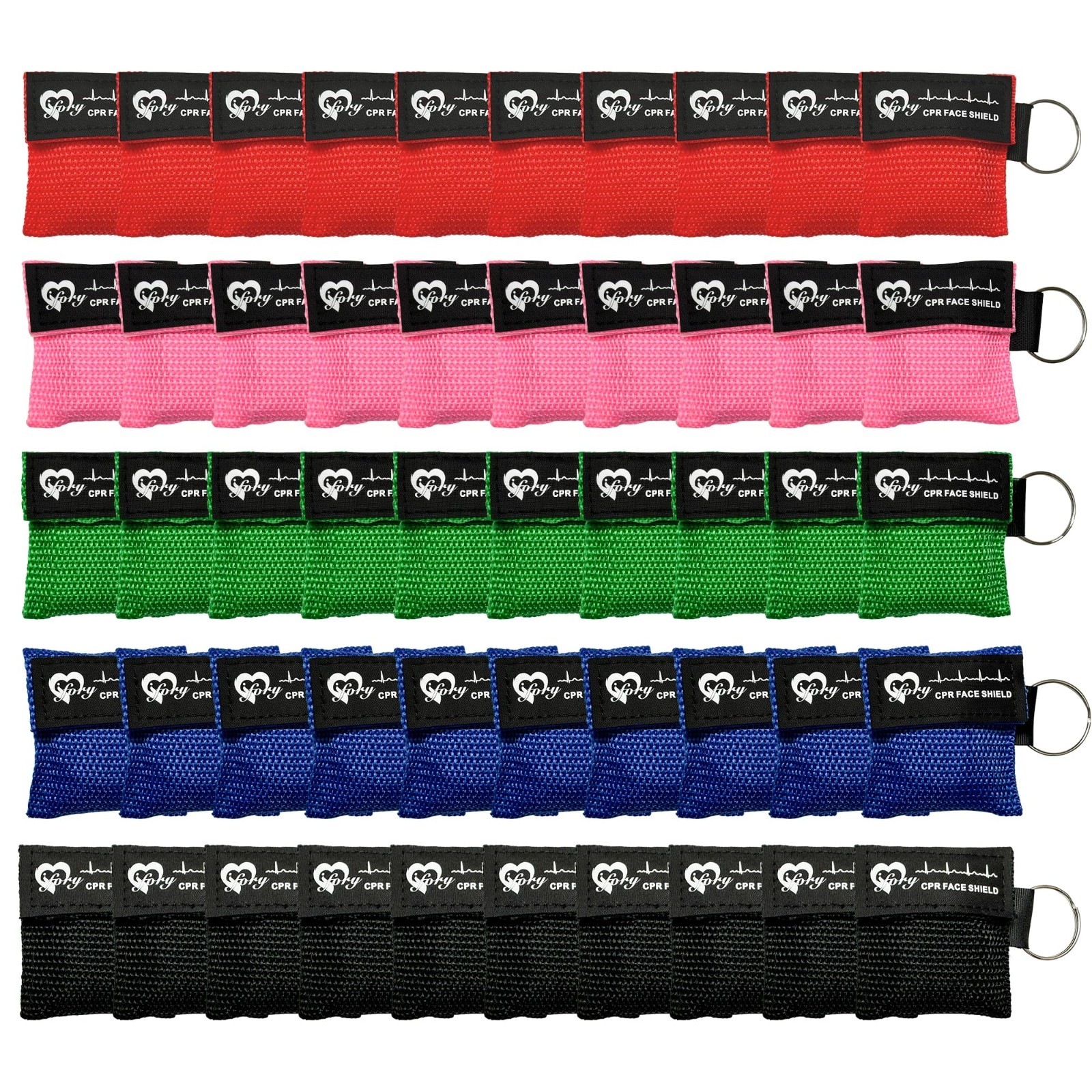 50 CPR Face Shields with Keyring – Pocket Mask Keychain for First Aid & Emergenc