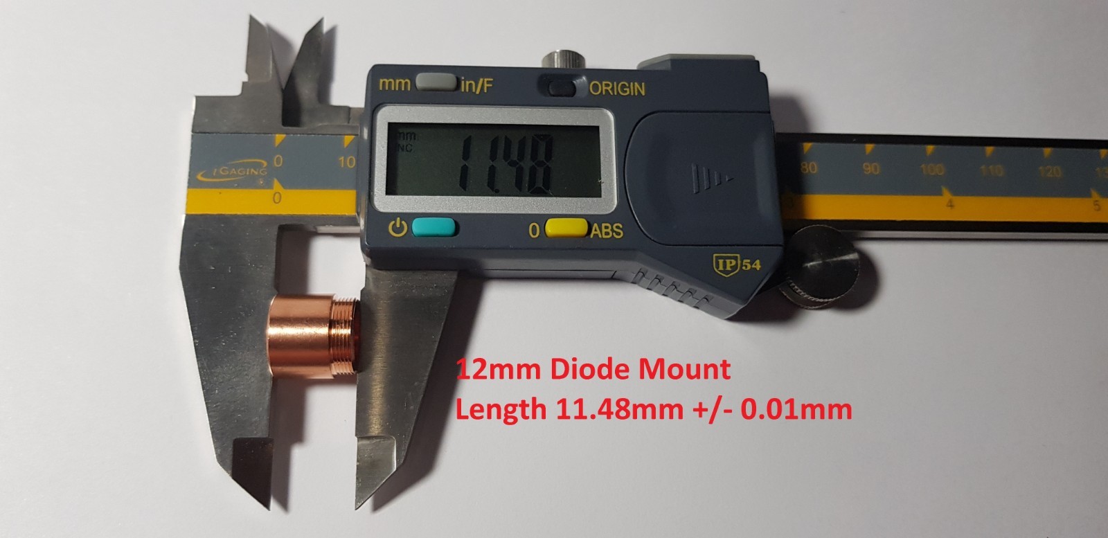 12mm Copper Laser Diode Mount Blank Modules – 3.8mm – 5.6mm – 9mm – DTR-CLMV5-12