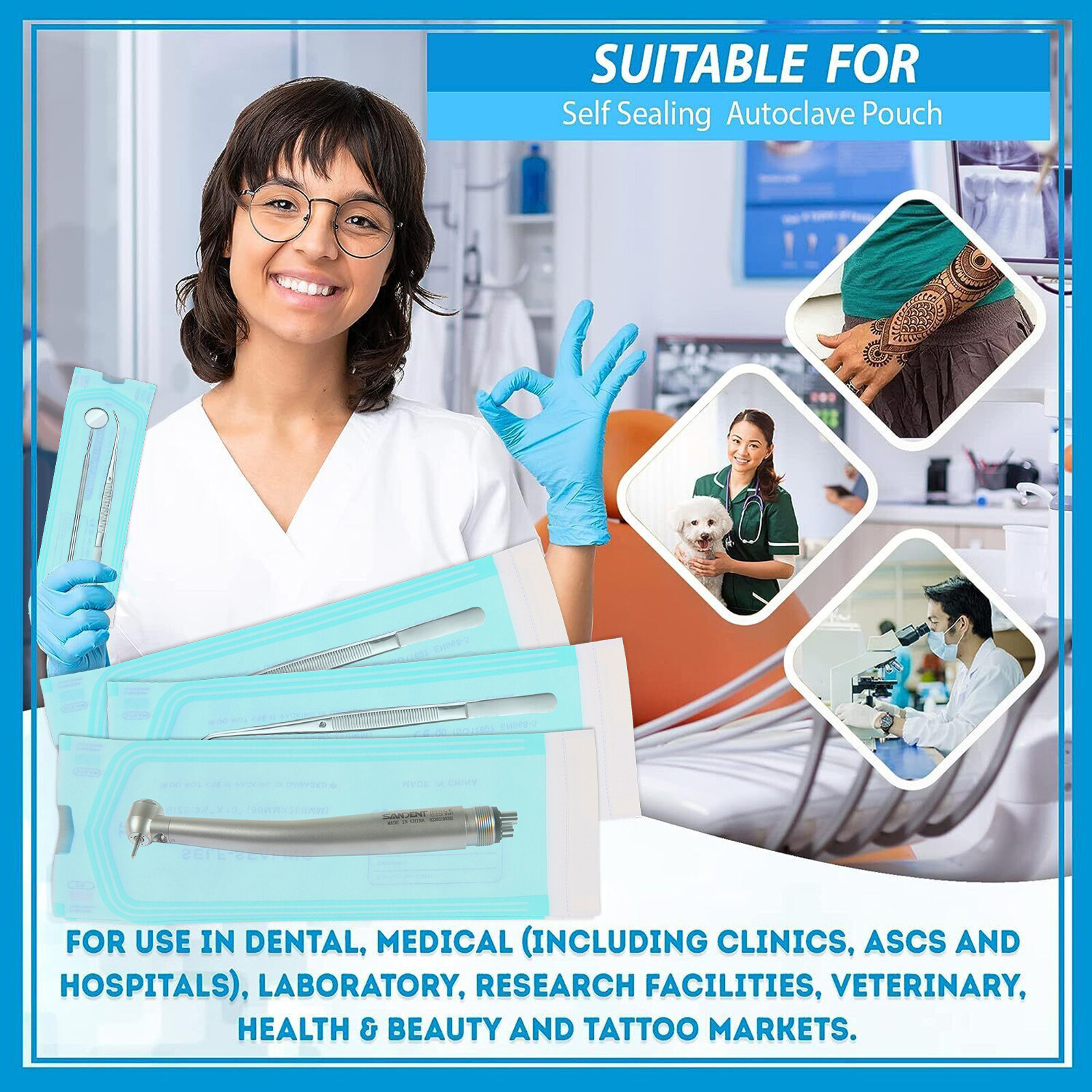 3.5″ x 10″ Self-ing Sterilization Pouches for Autoclave (Choose Quantity) DL