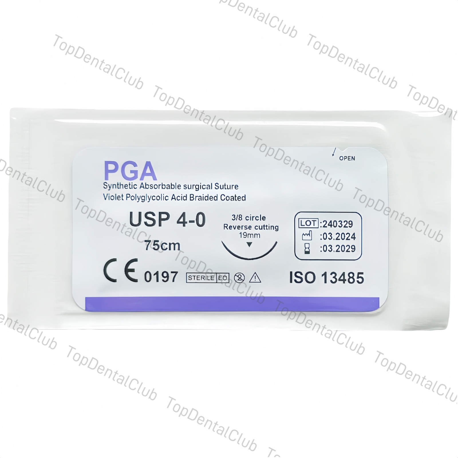 PGA USP 4-0 Dental Synthetic Absorbable Oral Surgical Suture 3/8 Reverse Cutting