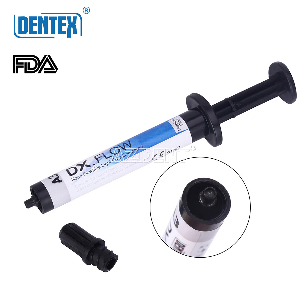 DENTEX Dental A3 Resin Flowable Light Cure Composite Medium Flow Restorations