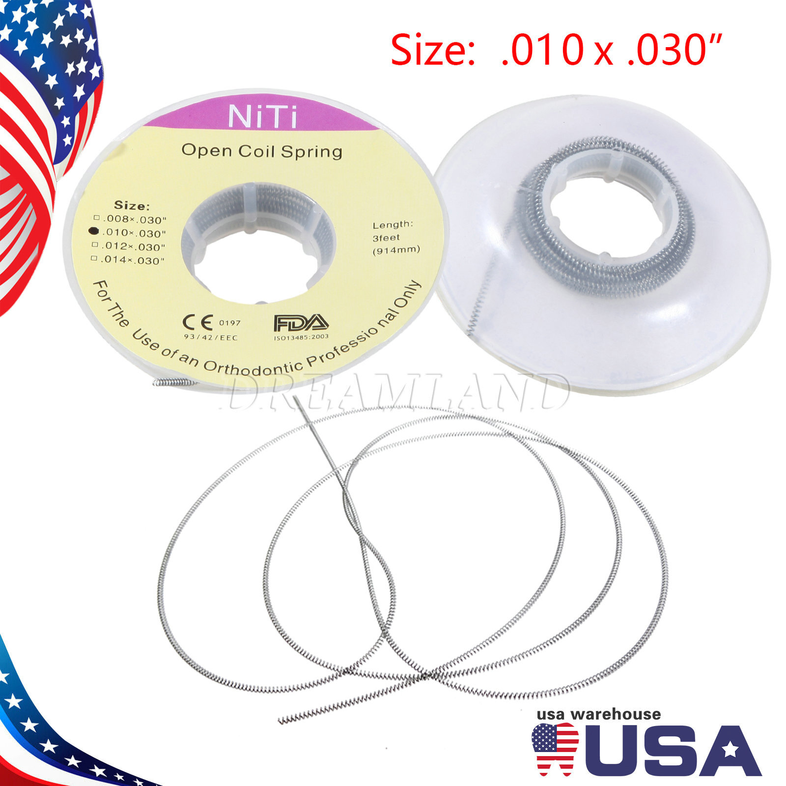 Dental Orthodontic Niti Open Coil Springs 0.010*030″ 914mm/3Feet Yabangbang