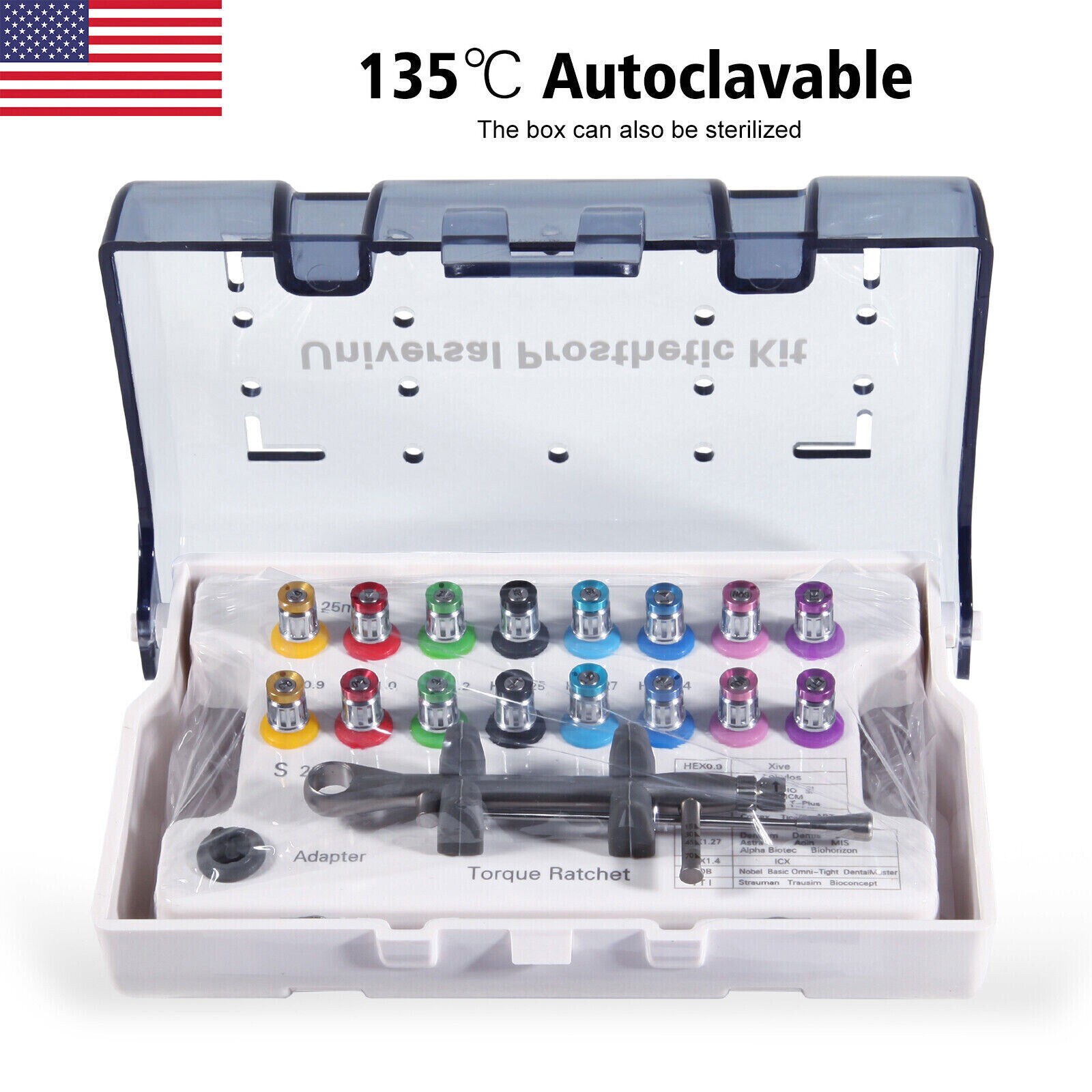 Dental Universal Implant Prosthetic Kit + Torque Wrench Screwdriver Hand Driver