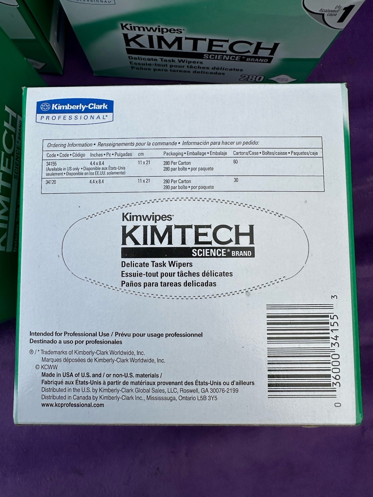 Kimtech Science Kimwipes-Delicate Task Wipers-34155-280/box 4.4″x8.4″ Lot Of 4