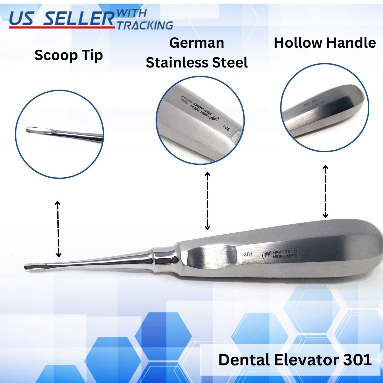 Dental Root Elevator 301 Luxation Extraction Oral Surgery Dental Instrument