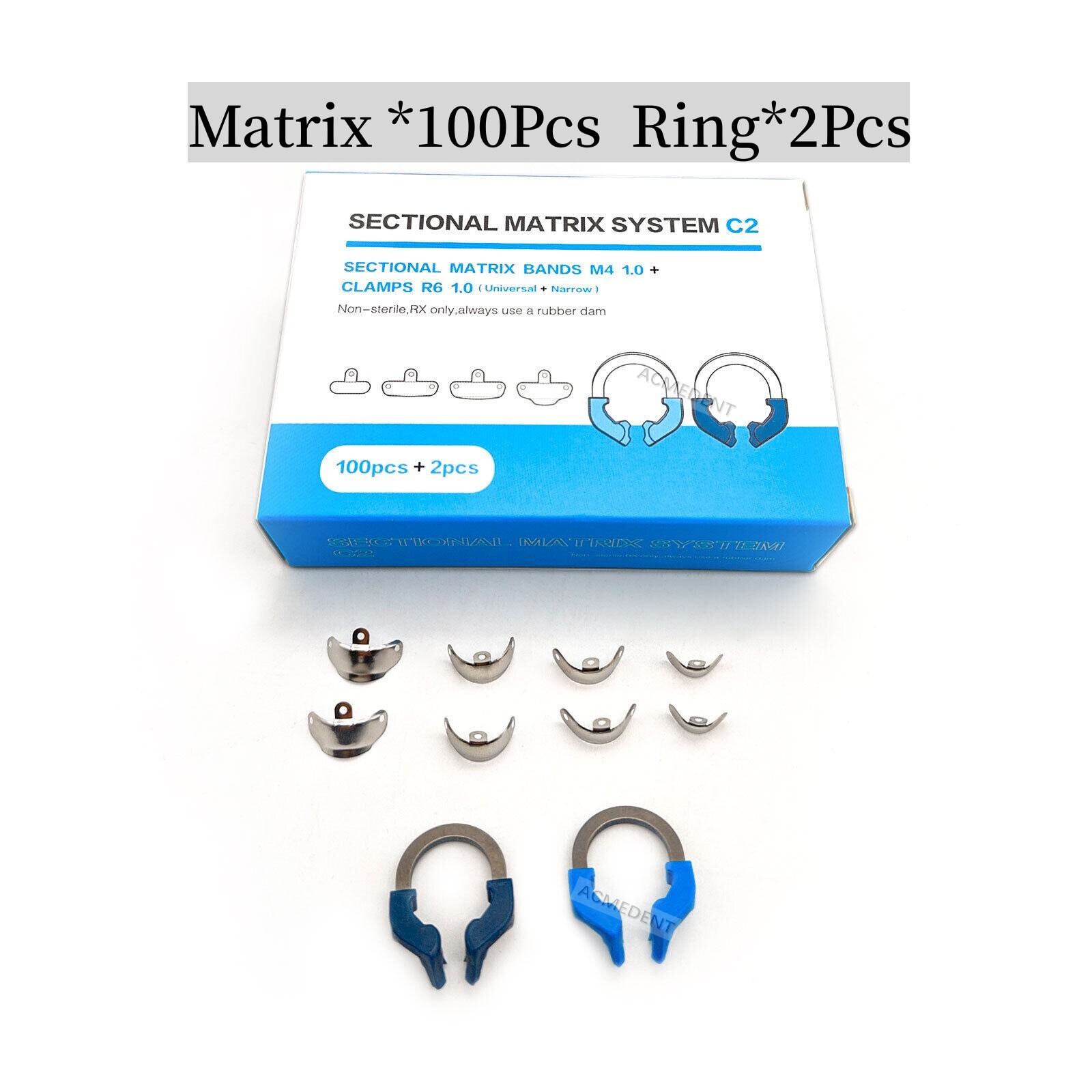 102/Set C2 Dental Sectional Matrix Contoured Matrices Bands Clip Clamp NITI Ring