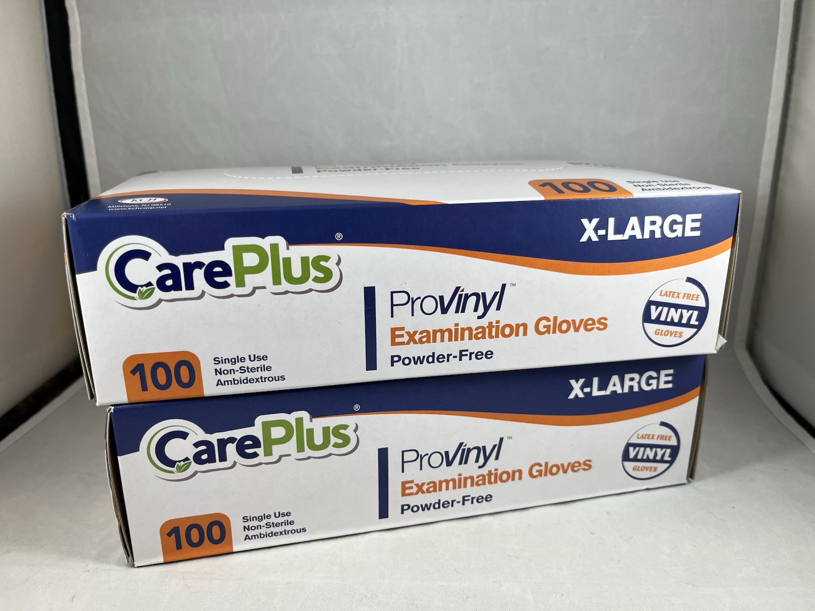 Disposable Vinyl Gloves XLarge 100/box Powder Free Latex Free Care Plus Lot of 2