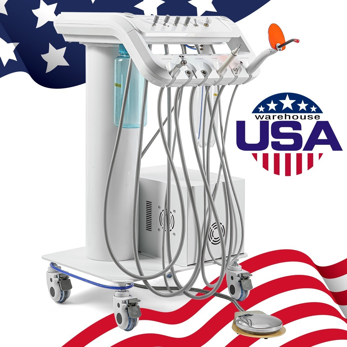 Portable Dental Delivery Unit Syringe Suction Turbine With Air Compressor 4Hole