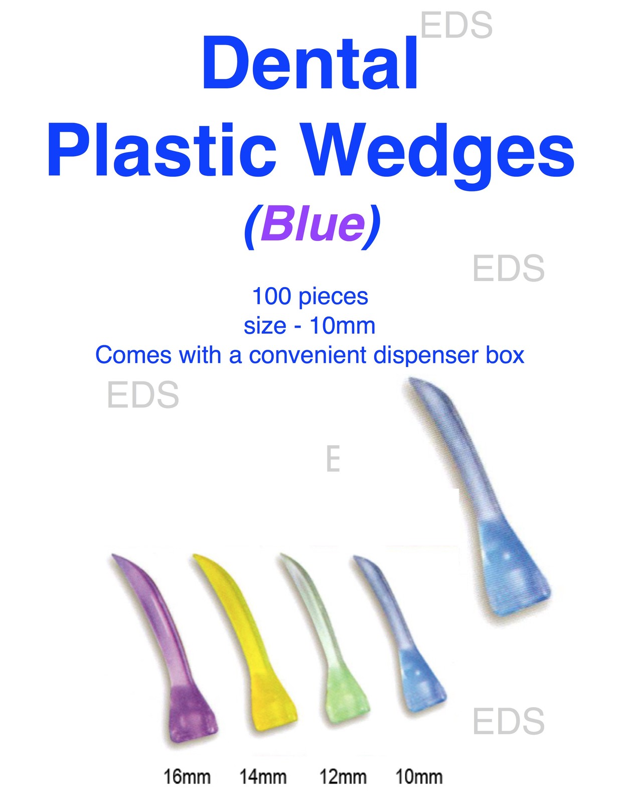 Dental Plastic Wedges – 100 pcs – size ( Blue 10mm )