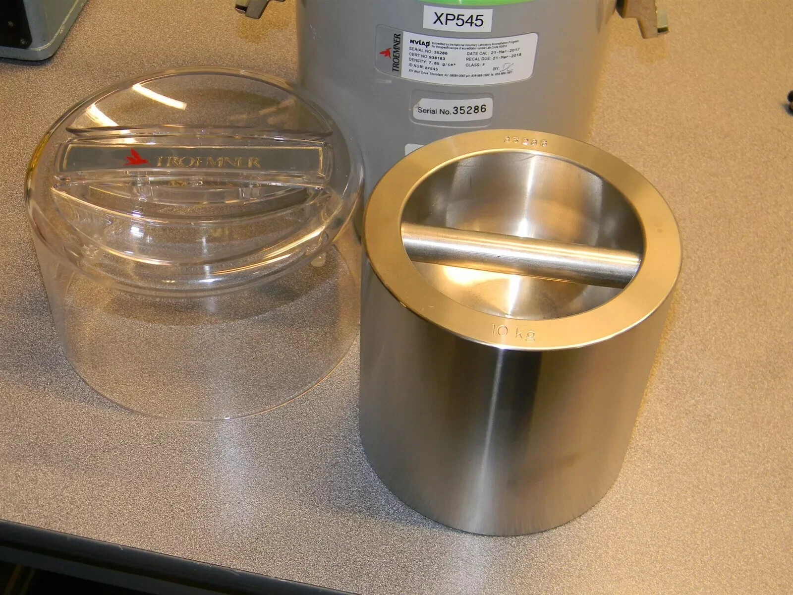 Troemner 10 kg Class F Test Weight, NVLAP Accredited, Recalibrate Due 5/23
