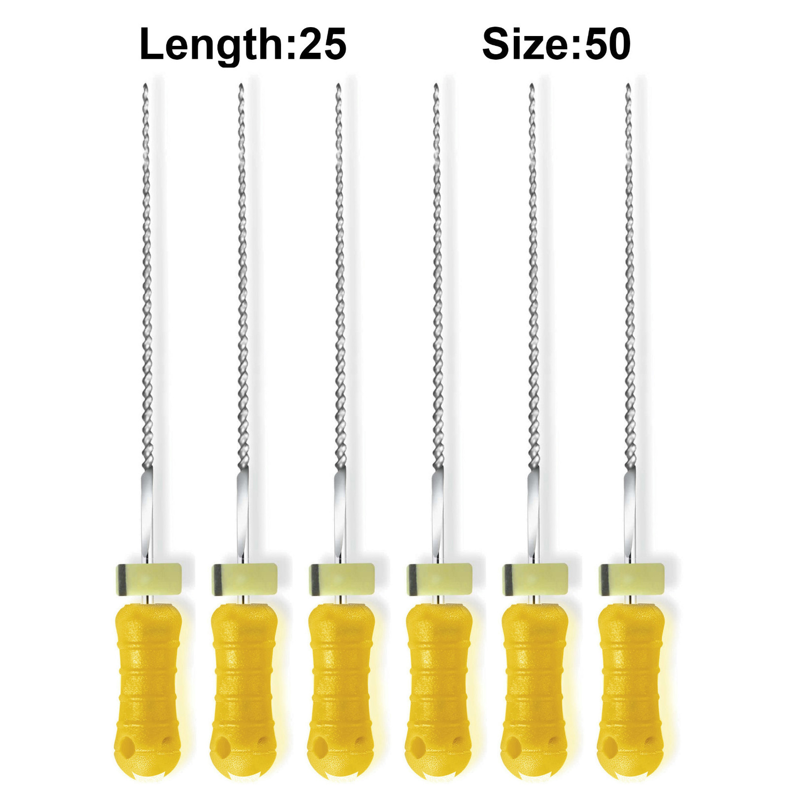 Sky Choice K-Files – 25 mm Length, Size 50 Yellow with Rubber Stopper 6/Pkg