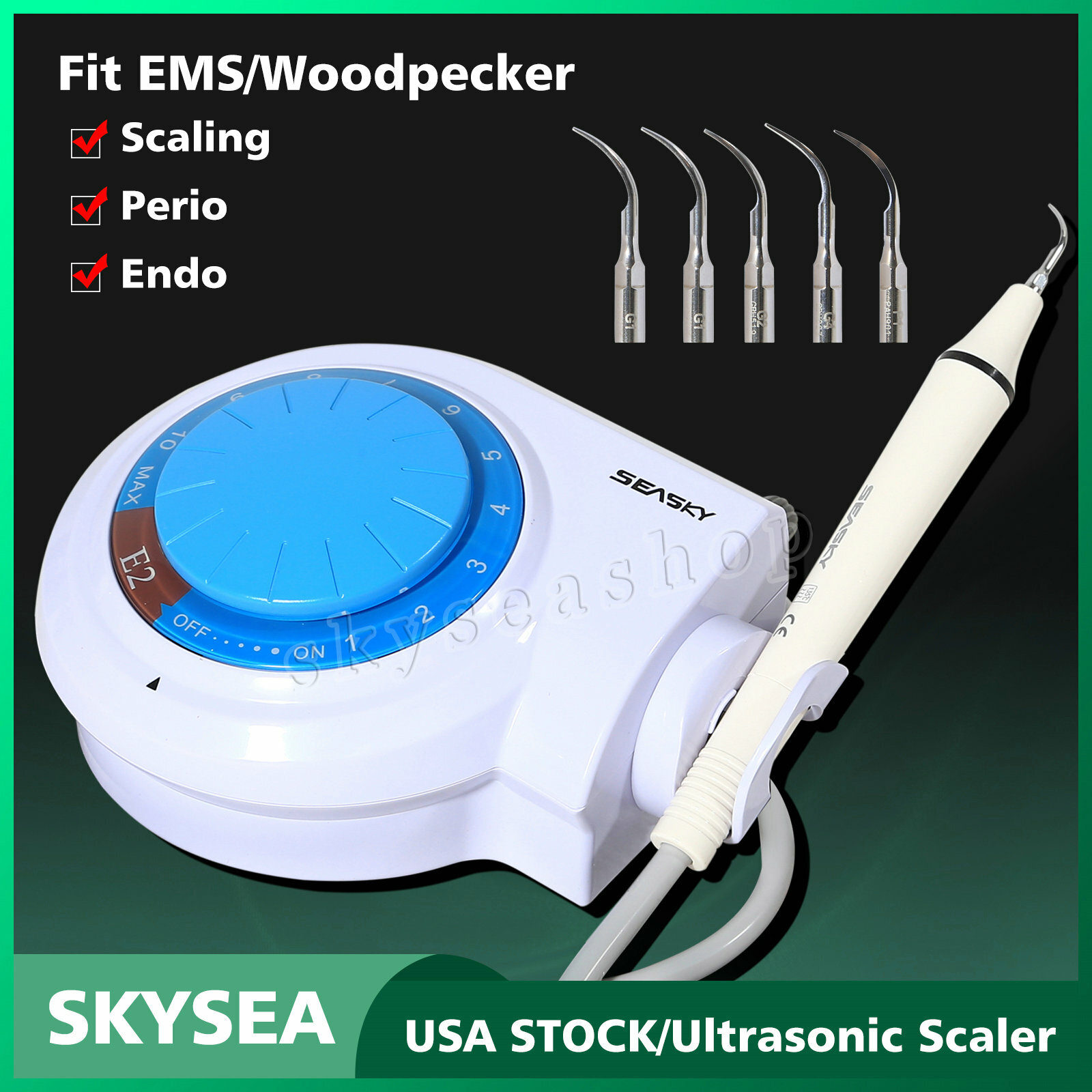 For Cavitron Dental Ultrasonic Piezo Scaler + Handpiece 5x Tips fit EMS SKYSEA