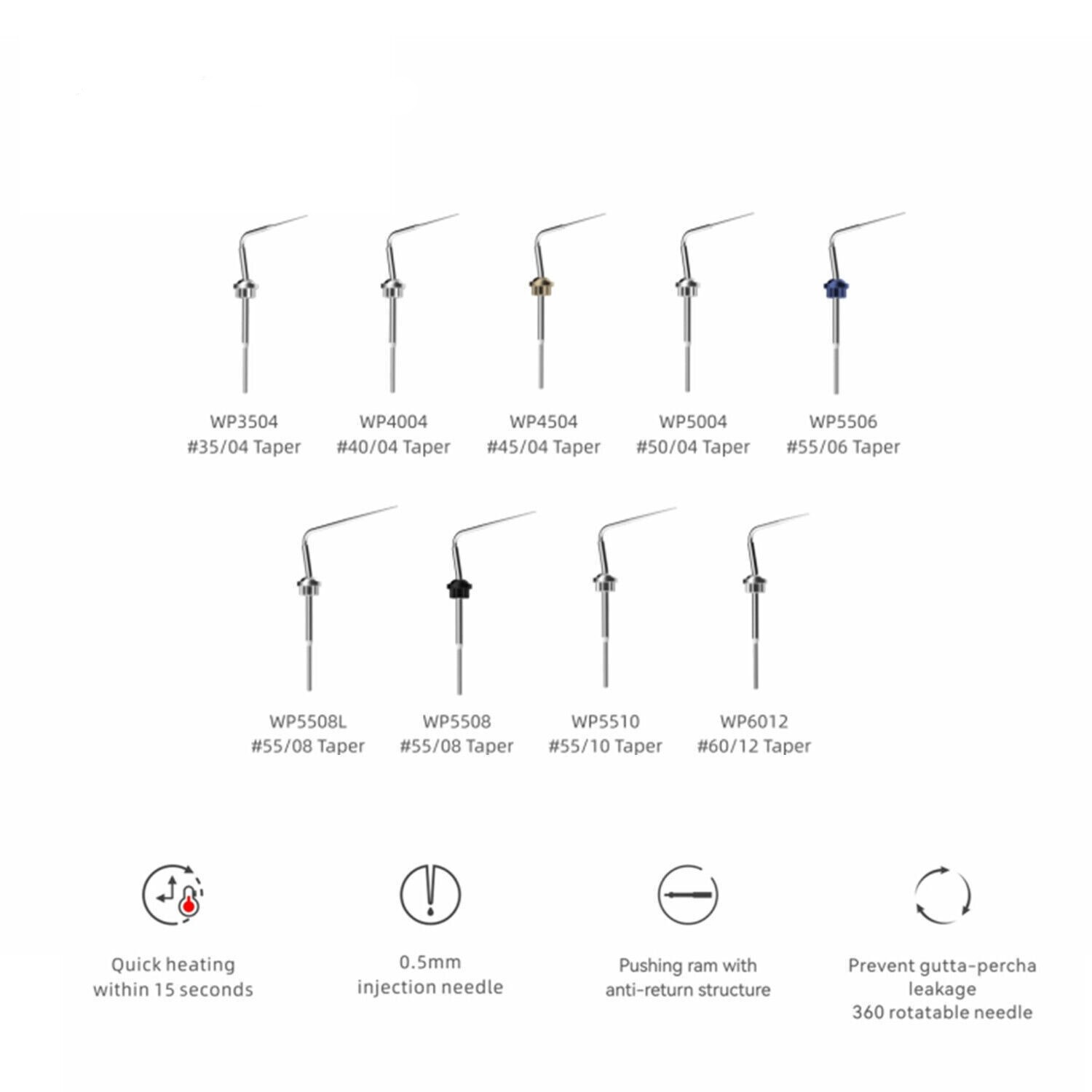 Dental Fi-G Fi-P FI-E Tips Needles For Woodpecker Gutta-Percha Obturation System