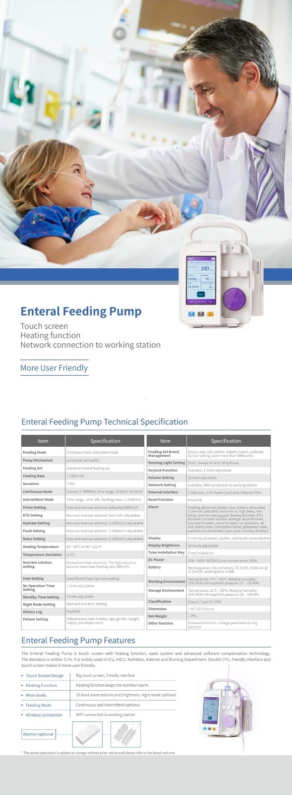 Portable Enteral Nutrition Pump, Double CPU System Design for Safe Tube Feeding