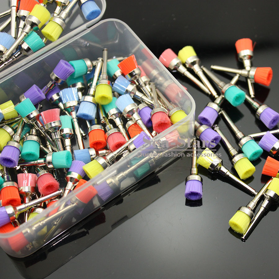 Promotion 1000 PCS Dental Polishing Prophy Bowl Brushes Color Nylon Latch Flat