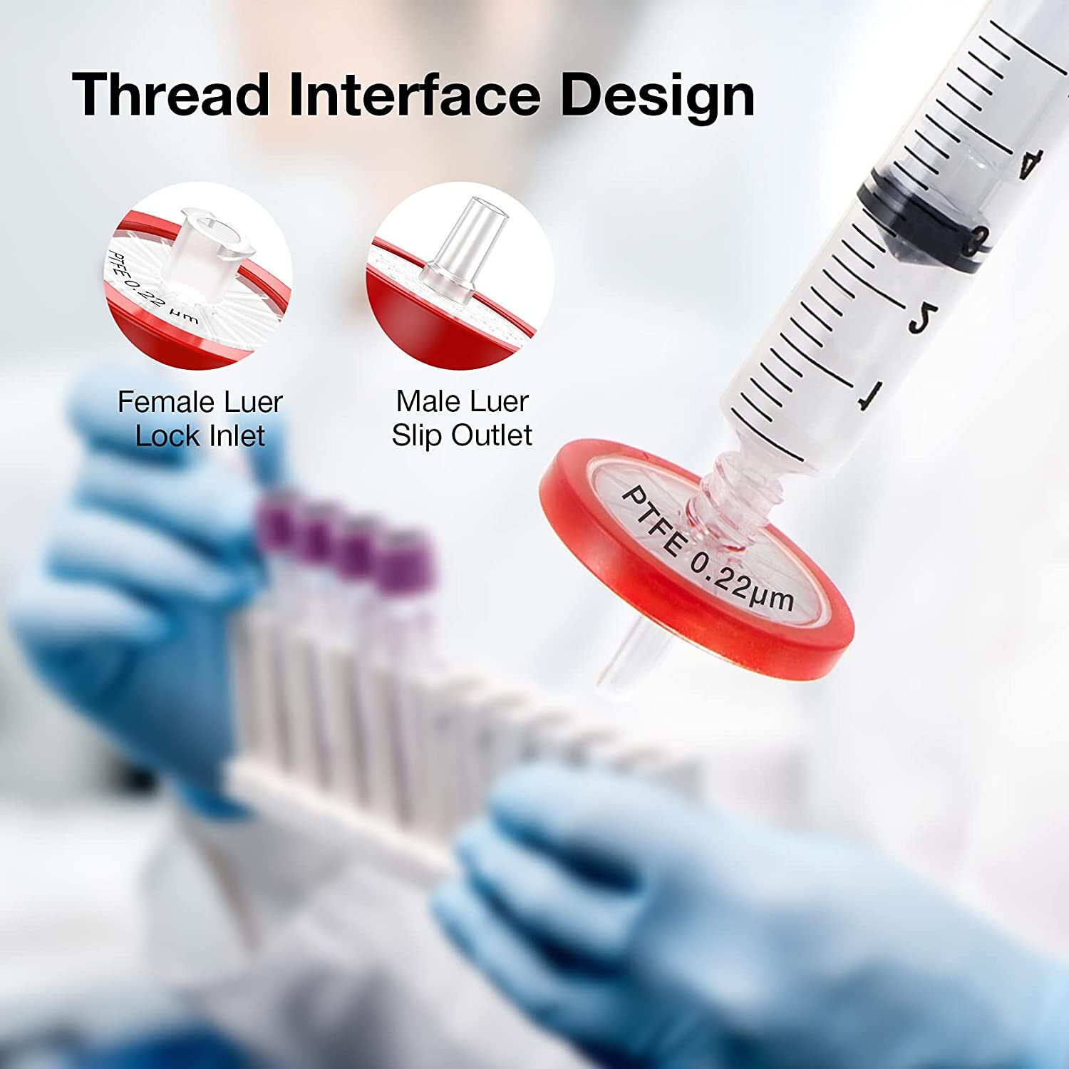 Hydrophobic Syringe Filters PTFE/GF Membrane 0.7μm 25m, 0.22μm 25mm, 0.45μm 13mm