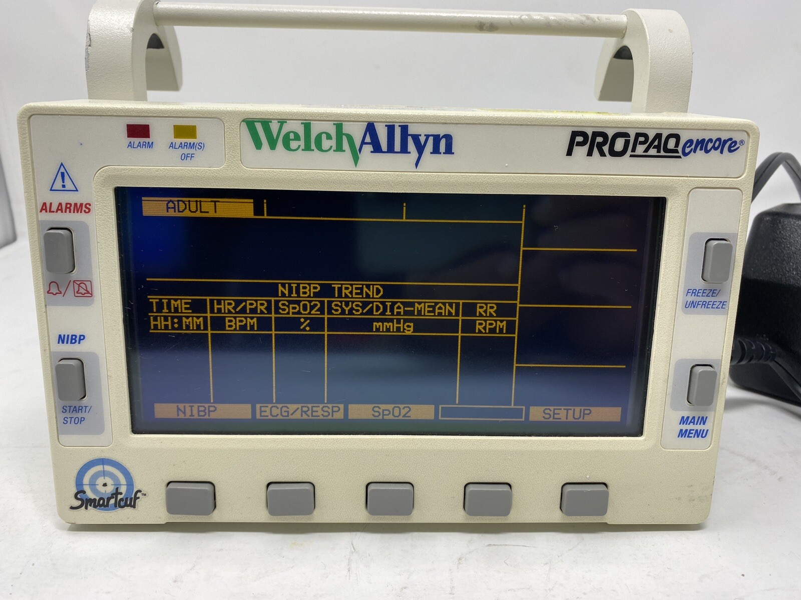Welch Allyn ProPaq Encore 202EL Monitor W/ Power Cord – Good Battery – Airforce