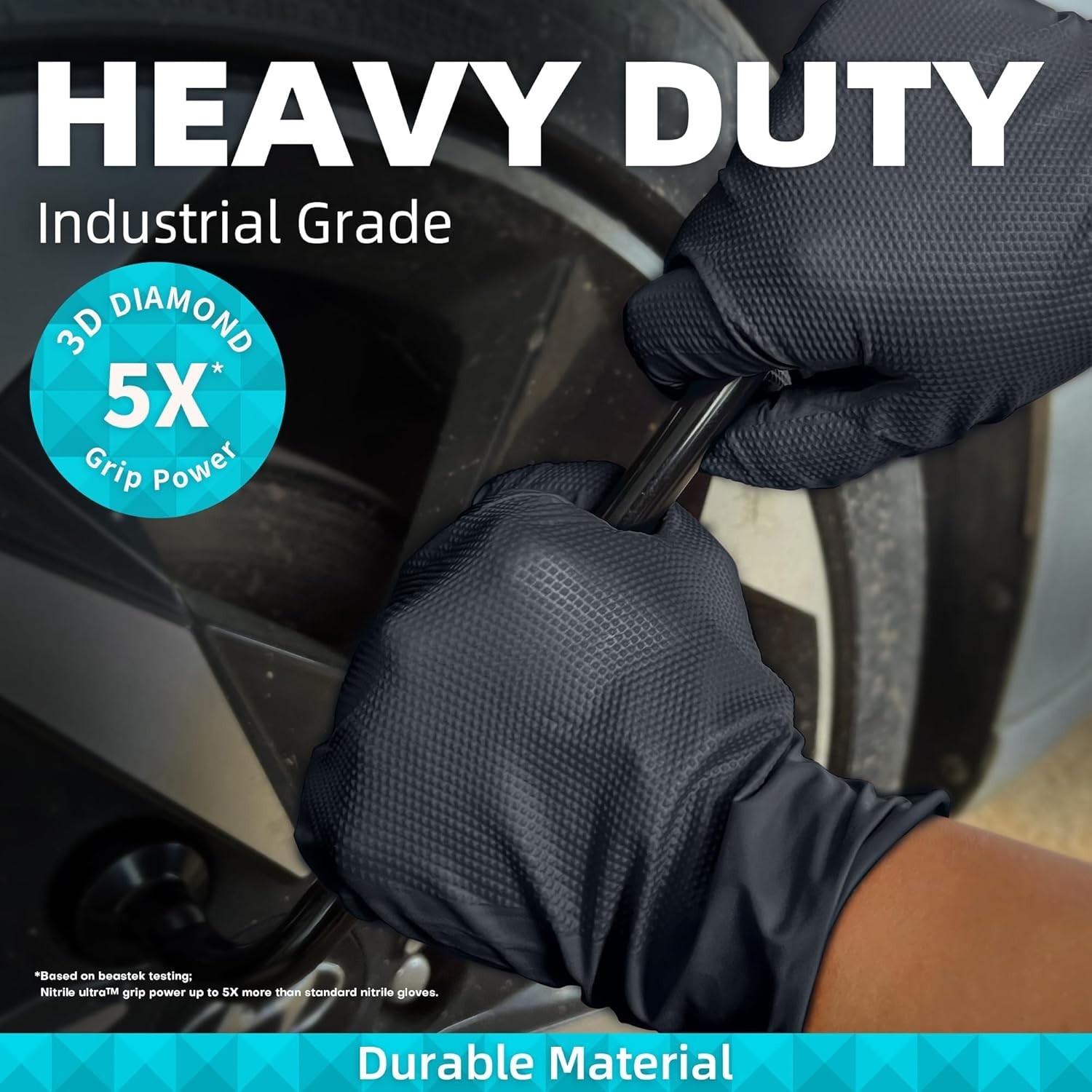 Professional Nitrile Gloves, 8Mil, Latex-Free, Chemical Resistant, 50 Pcs Black