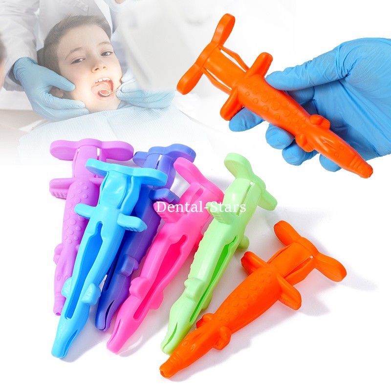 2/100 Pcs Dental Syringe Sleeve Crocodile Shaped Soft Syringe Protective Cover