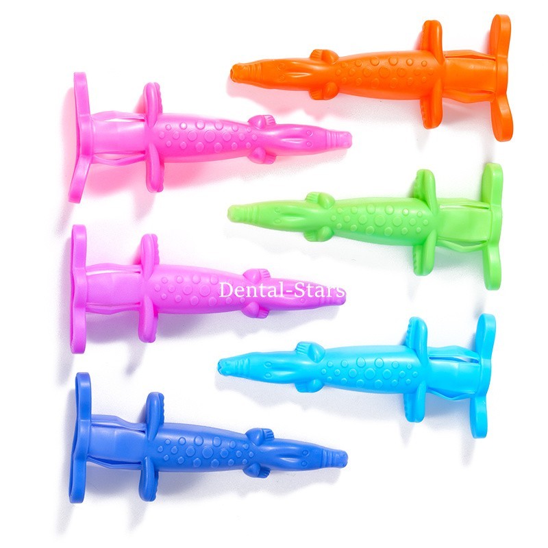 2/100 Pcs Dental Syringe Sleeve Crocodile Shaped Soft Syringe Protective Cover