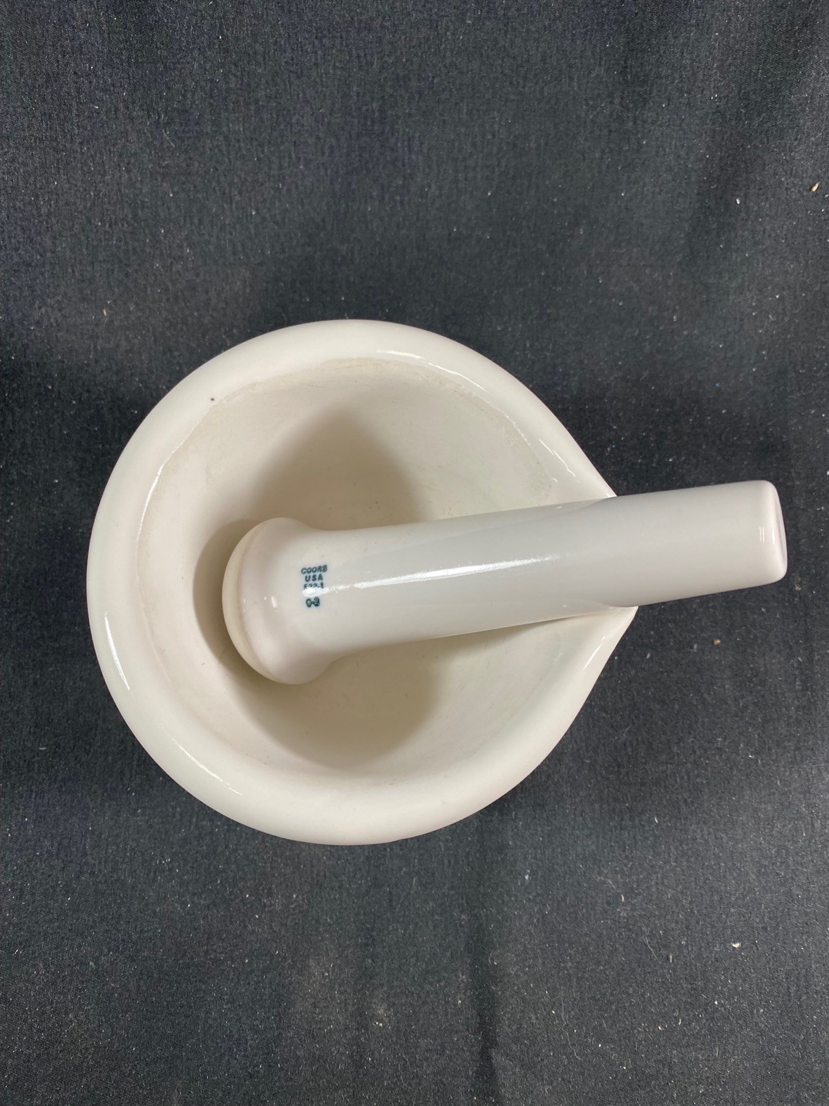 COORS COORSTEK Glazed Porcelain 100mm OD x 70mm H Mortar 115mm Pestle Set