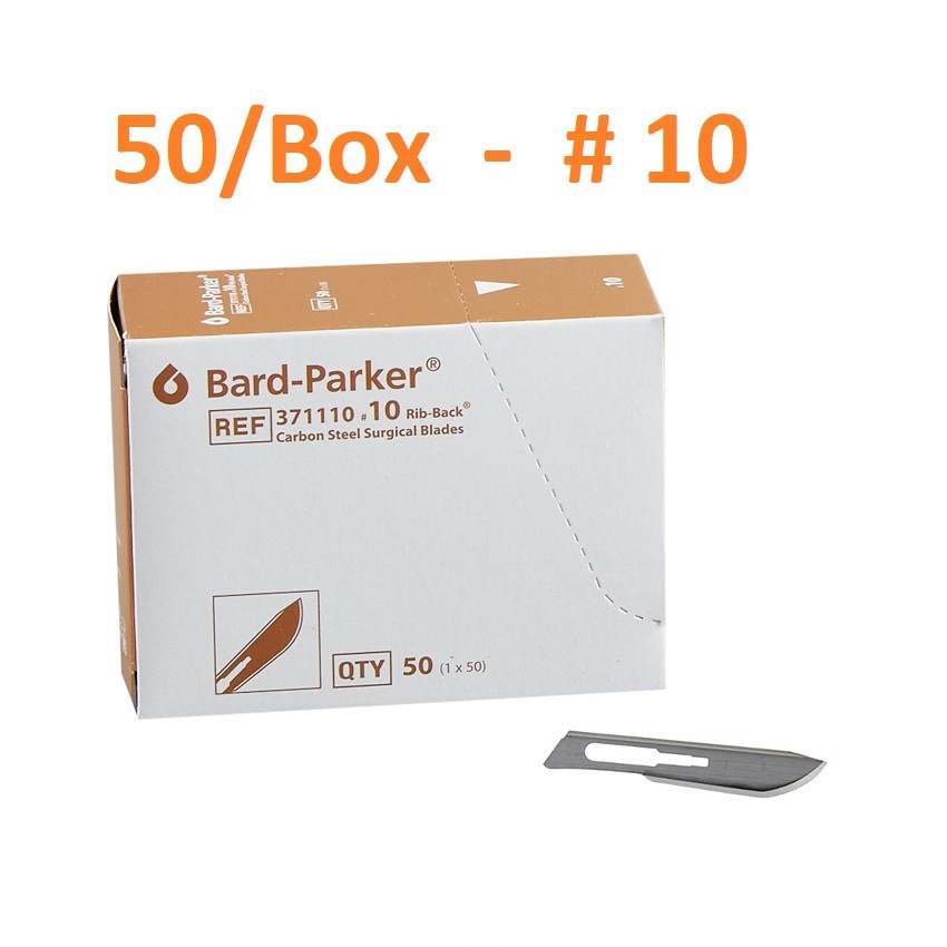 Bard-Parker #10 Sterile Carbon Steel Surgical Dental Scalpel Blade No. 10, 50/PK